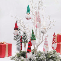 HKM-630419 12 Pcs Christmas Gnome Ornaments Set - Small Hanging Tomte Santa Decorations for Tree and Holiday Decor