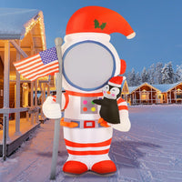 HKM-630483 8FT Inflatable Astronaut Decoration with Penguin for Christmas and Holiday Parties