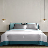 HKM-630611 Light Luxury Solid Color Long-Staple Cotton Four-Piece Bedding Set with Embroidery