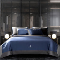 HKM-630611 Light Luxury Solid Color Long-Staple Cotton Four-Piece Bedding Set with Embroidery