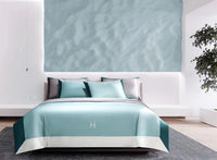 HKM-630611 Light Luxury Solid Color Long-Staple Cotton Four-Piece Bedding Set with Embroidery