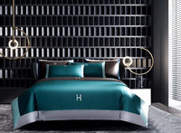 HKM-630611 Light Luxury Solid Color Long-Staple Cotton Four-Piece Bedding Set with Embroidery