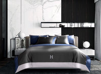 HKM-630611 Light Luxury Solid Color Long-Staple Cotton Four-Piece Bedding Set with Embroidery
