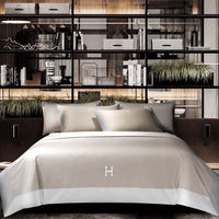 HKM-630611 Light Luxury Solid Color Long-Staple Cotton Four-Piece Bedding Set with Embroidery