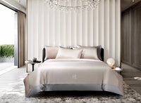 HKM-630611 Light Luxury Solid Color Long-Staple Cotton Four-Piece Bedding Set with Embroidery
