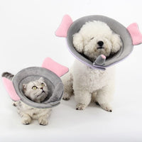 HKM-630803 Cozy Pet Protection Collar with Plush Ears for Cats and Small Dogs, Soft Fleece Material