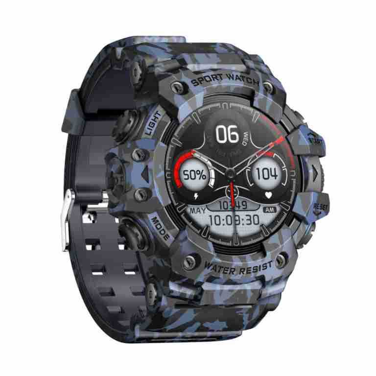 HKM-630803 Smart Watch with Heart Rate Monitoring, Sleep Tracking, Waterproof Design, and Smart Reminders - Available in Black and Camouflage Colors
