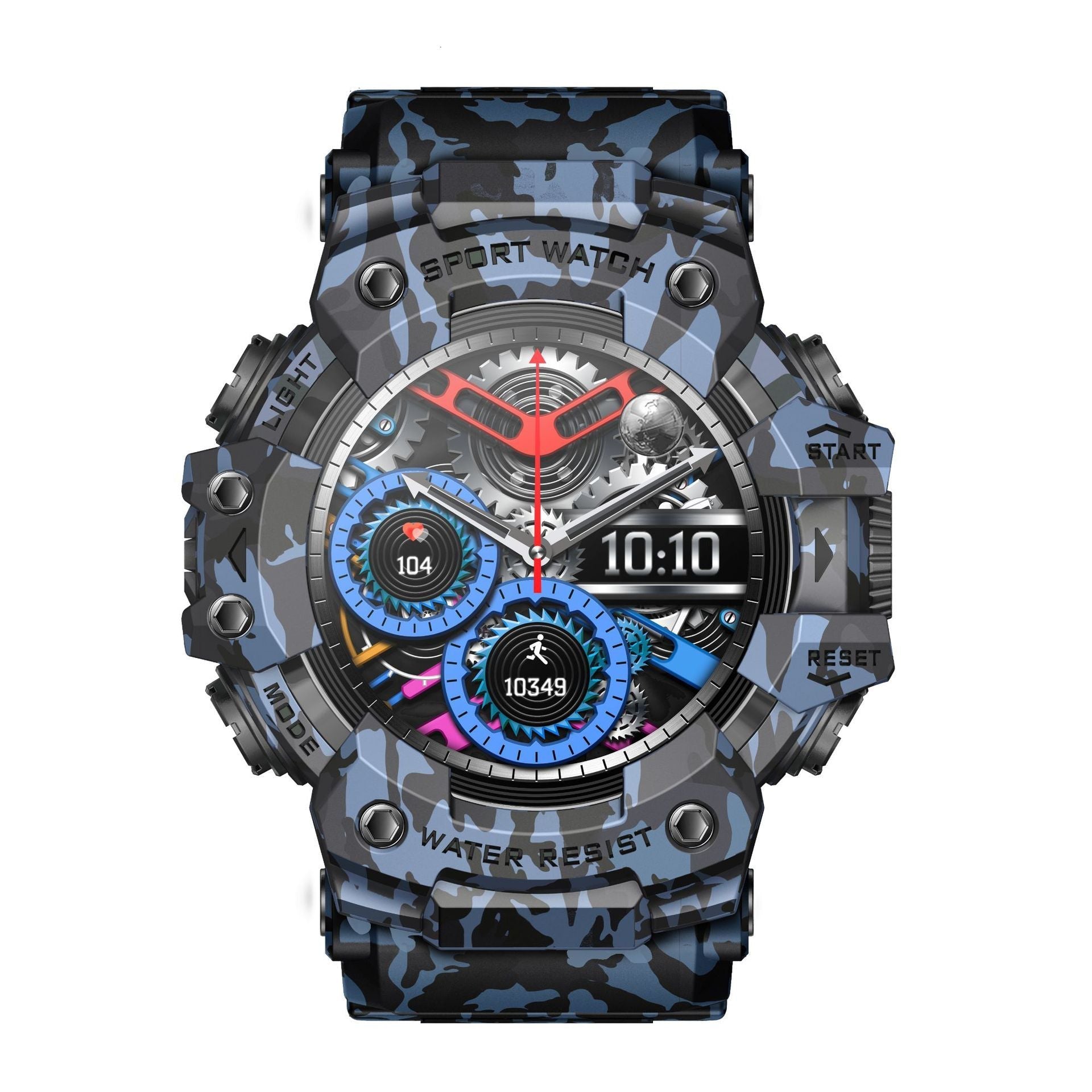 HKM-630803 Smart Watch with Heart Rate Monitoring, Sleep Tracking, Waterproof Design, and Smart Reminders - Available in Black and Camouflage Colors