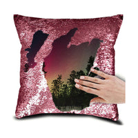 HKM-630995 Personalized Magic Sequin Pillow Cover with Custom Photo & Text - 16 x 16 Inches