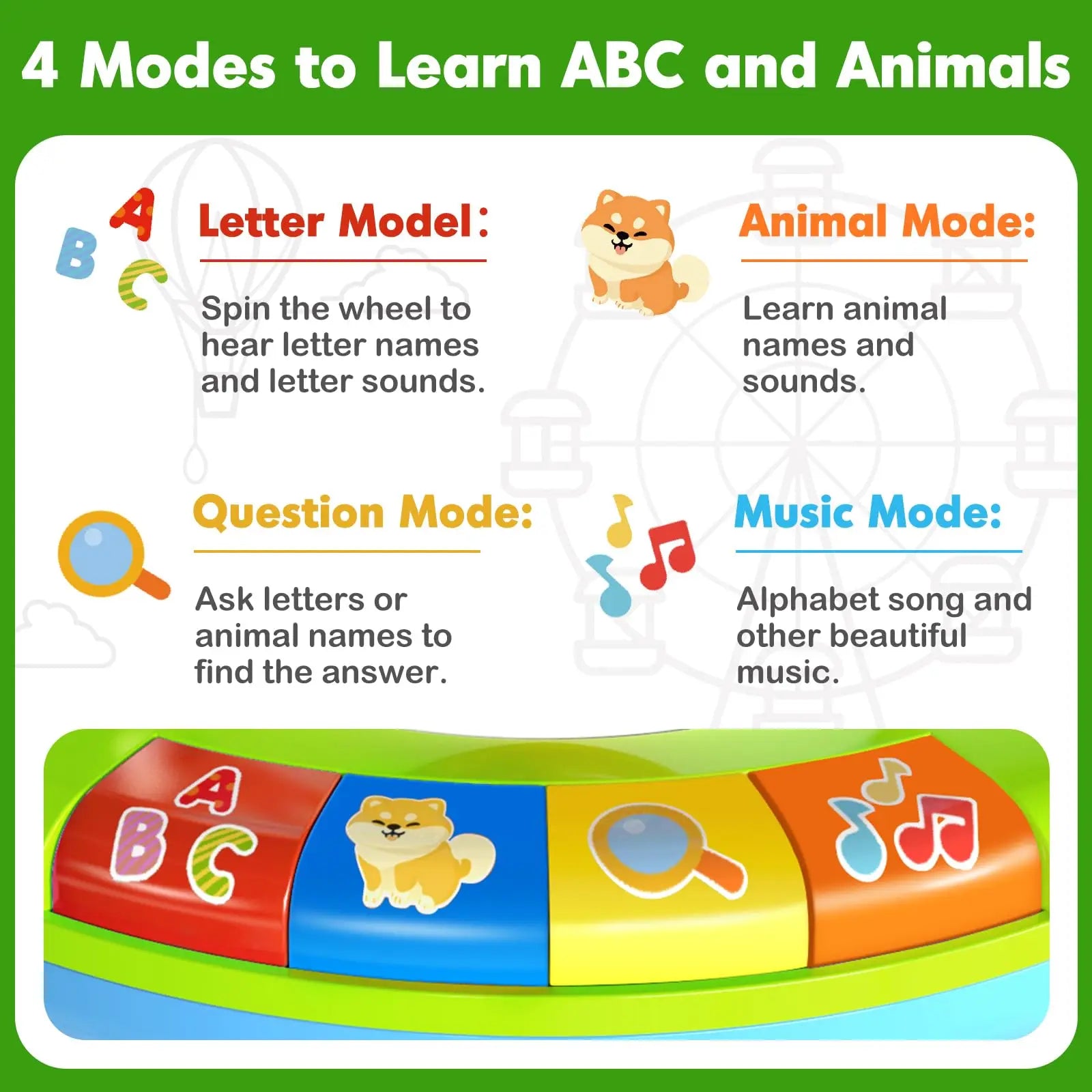 Interactive Alphabet Spin and Sing Ferris Wheel Learning Toy for Kids 0-4 Years