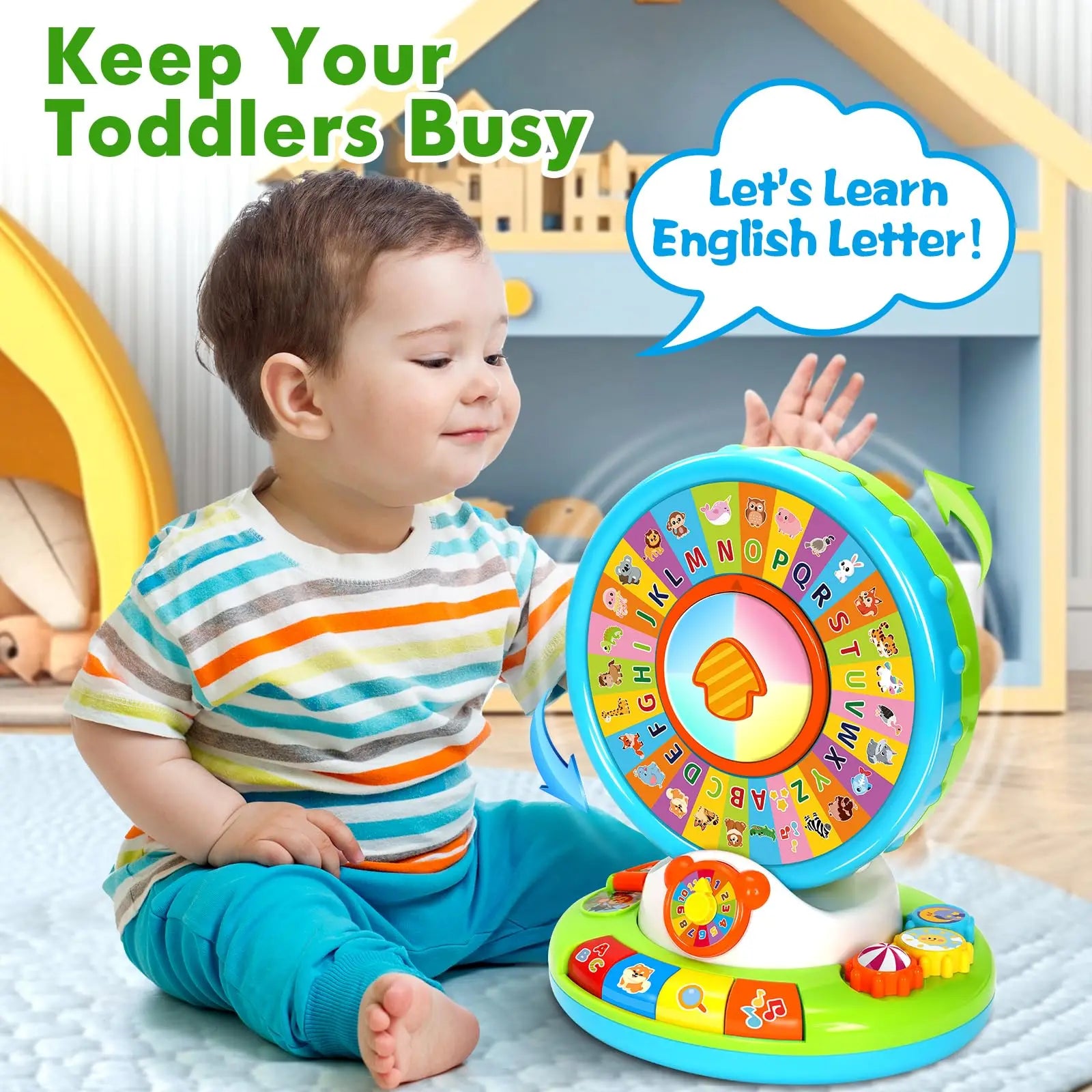 Interactive Alphabet Spin and Sing Ferris Wheel Learning Toy for Kids 0-4 Years