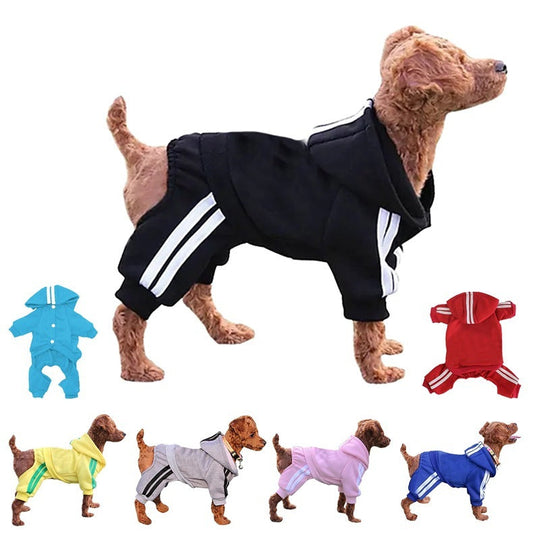 HKM-631251 Striped Hoodie for Dogs - Casual Cotton Pet Apparel in Multiple Colors and Sizes