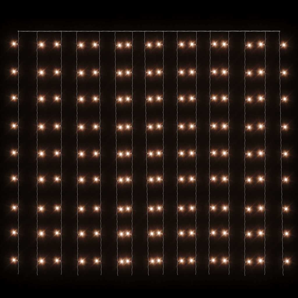 HKM-631251 Warm White LED Light Curtain 3x3 m with 300 Lights and 8 Effects for Holidays and Events