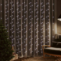 HKM-631251 Warm White LED Light Curtain 3x3 m with 300 Lights and 8 Effects for Holidays and Events