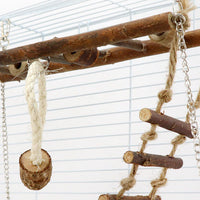 HKM-631379 Wooden Suspension Bridge Climbing Frame Toy for Pets - 27x8x23 cm