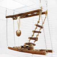 HKM-631379 Wooden Suspension Bridge Climbing Frame Toy for Pets - 27x8x23 cm