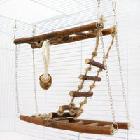 HKM-631379 Wooden Suspension Bridge Climbing Frame Toy for Pets - 27x8x23 cm