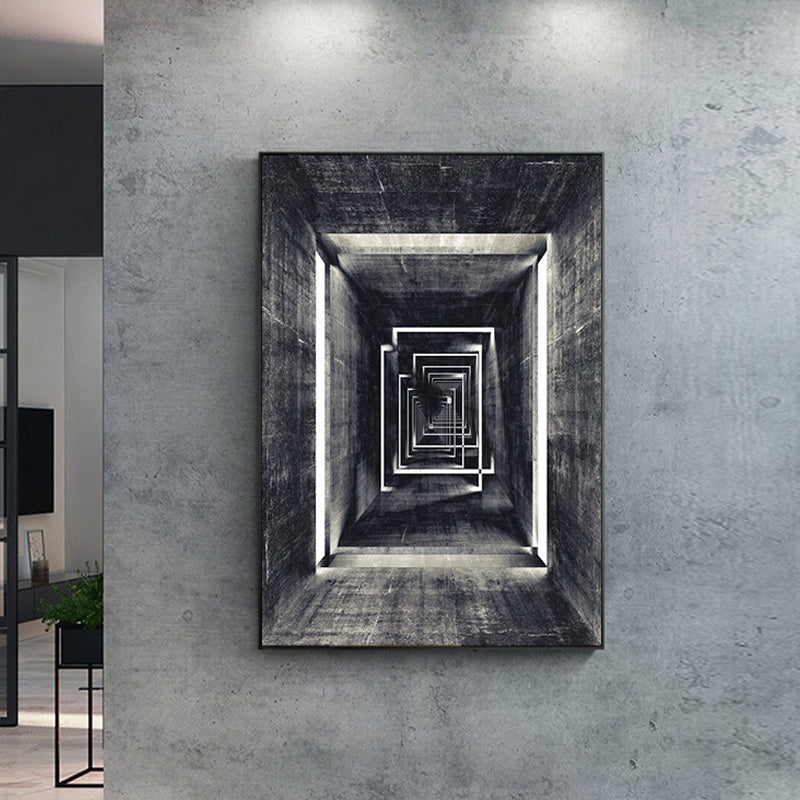 HKM-631443 Black and White Modern Architecture Canvas Art Print in Rectangle Shape