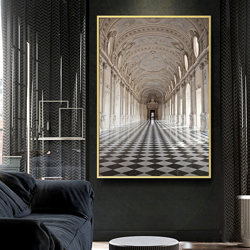 HKM-631443 Black and White Modern Architecture Canvas Art Print in Rectangle Shape