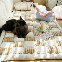 HKM-631443 Cream Color Non-slip Rectangular Plush Bed Cushion - Available in Various Sizes