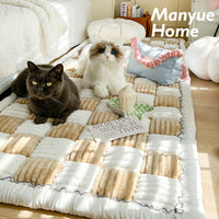 HKM-631443 Cream Color Non-slip Rectangular Plush Bed Cushion - Available in Various Sizes