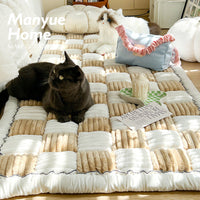 HKM-631443 Cream Color Non-slip Rectangular Plush Bed Cushion - Available in Various Sizes