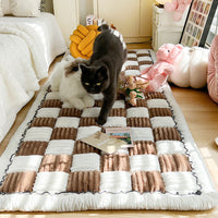 HKM-631443 Cream Color Non-slip Rectangular Plush Bed Cushion - Available in Various Sizes