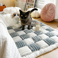 HKM-631443 Cream Color Non-slip Rectangular Plush Bed Cushion - Available in Various Sizes