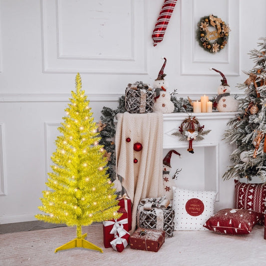 HKM-631571 4ft Golden Tree with 122 Tips and 50 UL Lights for Holiday Decor