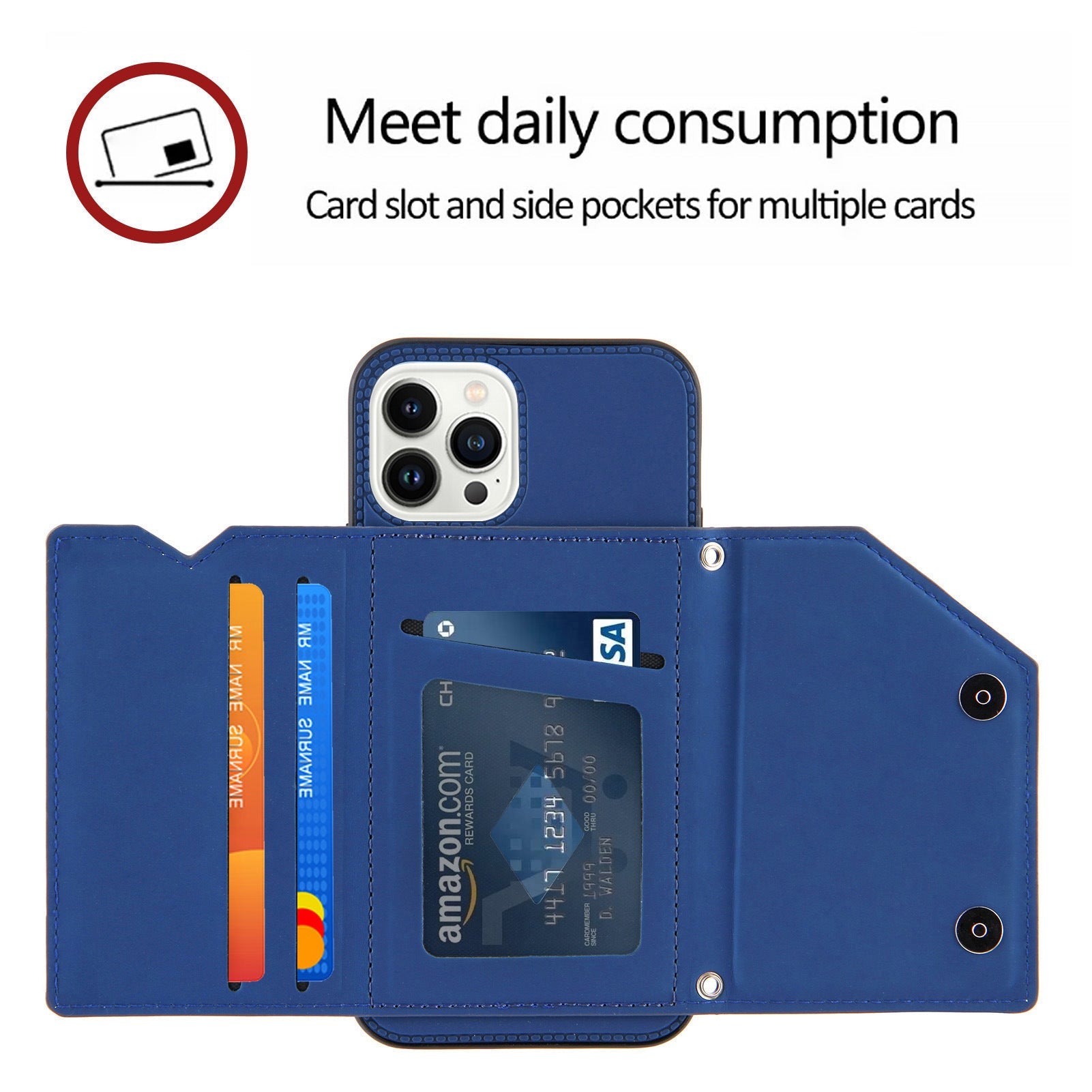 HKM-631699 Mobile Phone Case with Card Bag and Lanyard - Compatible with Various iPhone Models