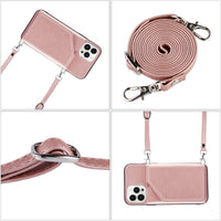 HKM-631699 Mobile Phone Case with Card Bag and Lanyard - Compatible with Various iPhone Models