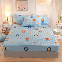 HKM-631827 Brushed Quilted Bed Sheet Set with Floral Design and Pillowcase