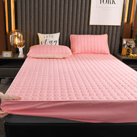HKM-631827 Brushed Quilted Bed Sheet Set with Floral Design and Pillowcase