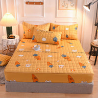 HKM-631827 Brushed Quilted Bed Sheet Set with Floral Design and Pillowcase