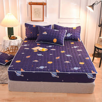 HKM-631827 Brushed Quilted Bed Sheet Set with Floral Design and Pillowcase