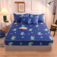 HKM-631827 Brushed Quilted Bed Sheet Set with Floral Design and Pillowcase