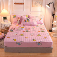 HKM-631827 Brushed Quilted Bed Sheet Set with Floral Design and Pillowcase
