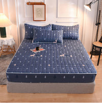 HKM-631827 Brushed Quilted Bed Sheet Set with Floral Design and Pillowcase