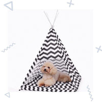 HKM-631955 Removable & Washable Indian Dog Tent in Black and White Stripes - Small & Large Sizes Available