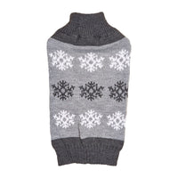 HKM-632019 Cozy Gray and Dark Brown Snowflake Dog Sweater for Holiday Celebrations
