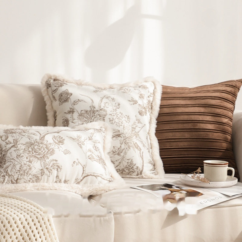 HKM-632403 Gentle Luxury Retro French Printed Plush Pillowcase - Multiple Styles Available