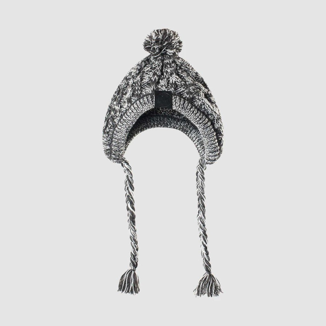 HKM-632595 Two-Tone Windproof Fluffy Knitted Dog Hat with Pompom and Tassels