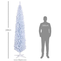 HKM-632723 8' White Artificial Pencil Christmas Tree with 618 Branch Tips and Plastic Stand