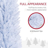 HKM-632723 8' White Artificial Pencil Christmas Tree with 618 Branch Tips and Plastic Stand