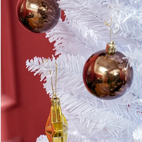 HKM-632723 8' White Artificial Pencil Christmas Tree with 618 Branch Tips and Plastic Stand
