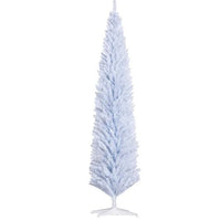 HKM-632723 8' White Artificial Pencil Christmas Tree with 618 Branch Tips and Plastic Stand