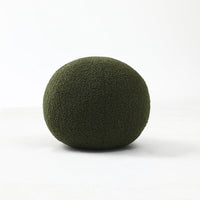 HKM-632723 Round Velvet Soft Ball Pillow for Cozy Home Décor - 30cm Plush Cushion in Dark Green, White, and Yellow