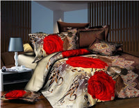 HKM-632915 3D Landscape Floral Quilt Set - 4 Piece Bedding Set with Polyester Fiber, Quilt 200x230 cm, Sheet 230x230 cm