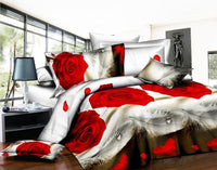 HKM-632915 3D Landscape Floral Quilt Set - 4 Piece Bedding Set with Polyester Fiber, Quilt 200x230 cm, Sheet 230x230 cm
