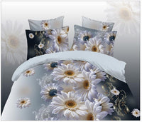 HKM-632915 3D Landscape Floral Quilt Set - 4 Piece Bedding Set with Polyester Fiber, Quilt 200x230 cm, Sheet 230x230 cm